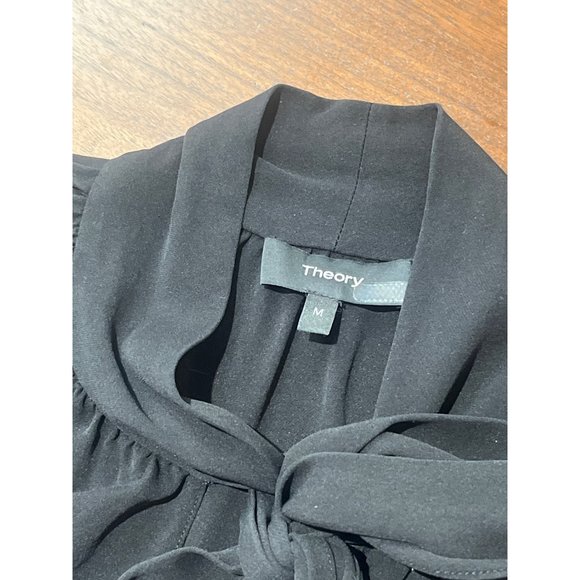 Theory Classic Scarf Top in Black Medium Womens Long Sleeve Blouse - Picture 10 of 14